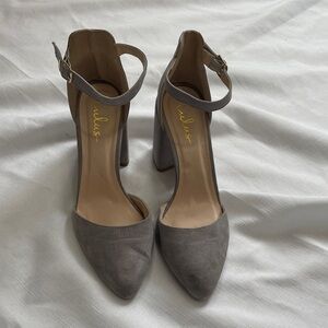 Lulu's Charcoal Ankle Strap Heels